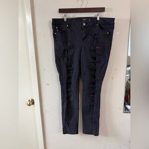 Torrid Women’s Destructed Premium denim skinny Jeans High Waisted Plaid size 16